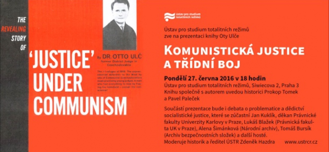 Komunistická justice a třídní boj - prezentace knihy na ÚSTRu