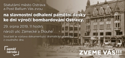 Slavnostní odhalení pamětní desky ke dni výročí bombardování Ostravy
