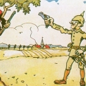 Hanobení nepřítele, kresba z německé dětské knihy Národ povstal, 1914