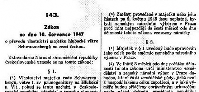 Zákon 143/1947 Sb. - tzv. Lex Schwarzenberg 