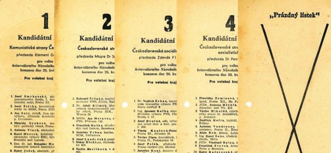 Kolekce volebních lístků pro parlamentní volby 1946
