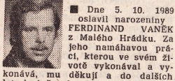 Odhalení lavičky Ferdinanda Vaňka před věznicí v Ostravě - Heřmanicích