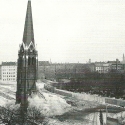 Evangelický kostel Usmíření (vysvěcen 1894), který se nacházel v zóně smrti.