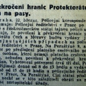 "Překročení hranic protektorátu jen na pasy"-Moravskoslezský deník-23.03. 1939