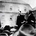 Ant. Zápotocký za stávky v Mostě roku 1932.