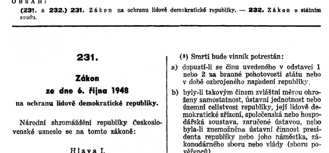 231/1948  Zákon na ochranu lidově demokratické republiky (6.10.1948)  