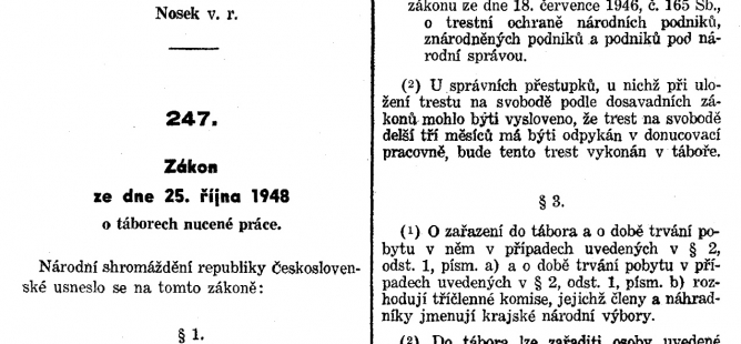 Zákon 247/48 Sb. o táborech nucené práce (25.10.1948)