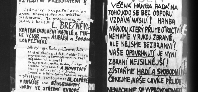 Hesla z nápisů, plakátů a letáků v srpnových dnech 1968 v Ostravě